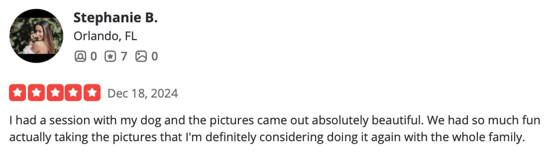 Screenshot of Stephanie B.'s review as posted, Dec 18, 2024