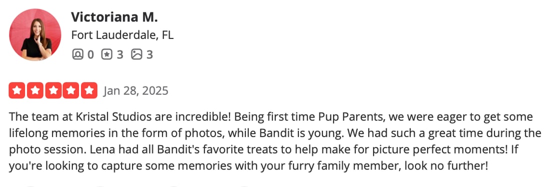 Screenshot of Victoriana M.'s review as posted, Jan 28, 2025
