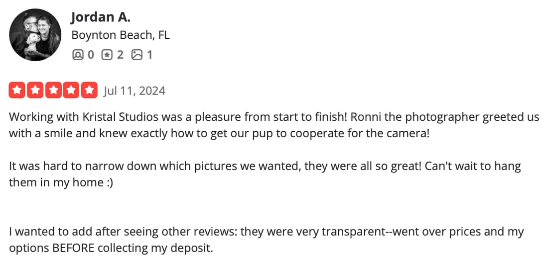 Screenshot of Jordan A.'s review as posted, Jul 11, 2024