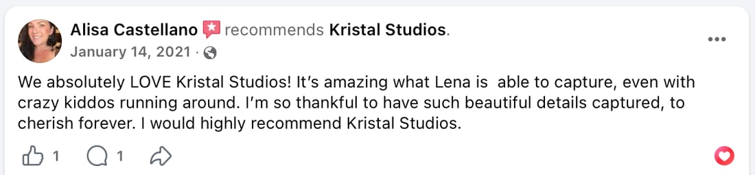 Screenshot of Alisa Castellano's review as posted, Jan 14, 2021