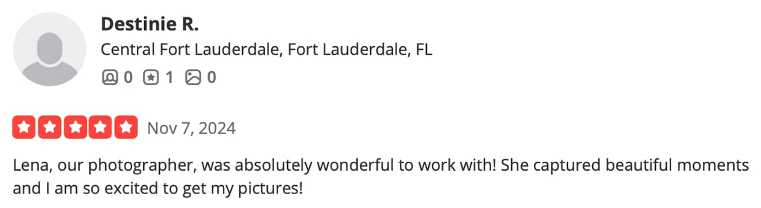 Screenshot of Destinie R.'s review as posted, Nov 7, 2024