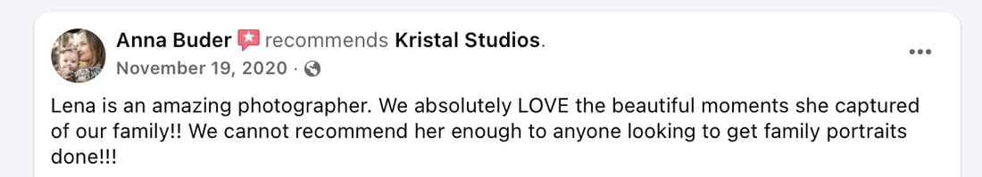 Screenshot of Anna Buder's review as posted, Nov 19, 2020