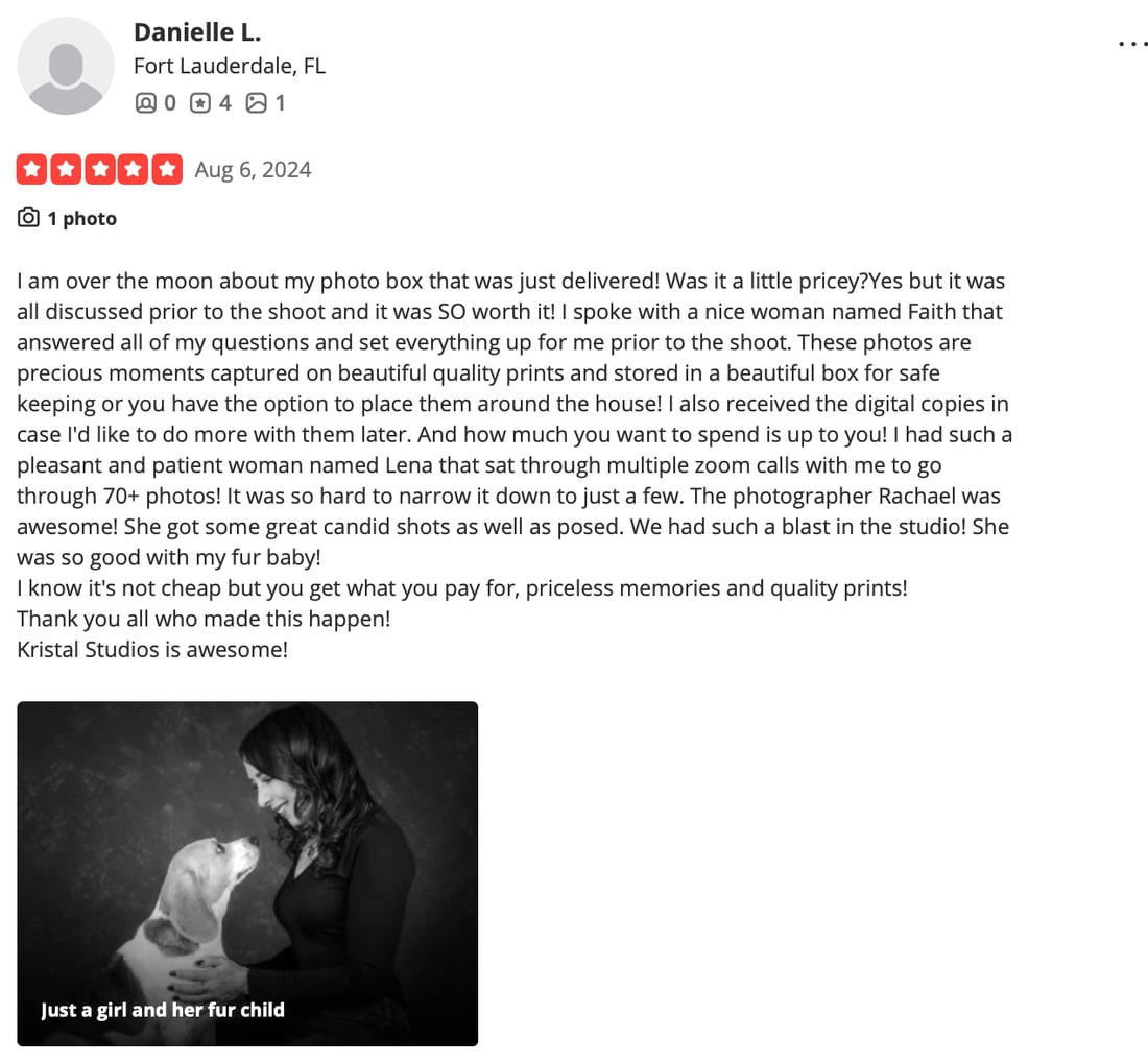 Screenshot of Danielle L.'s review as posted