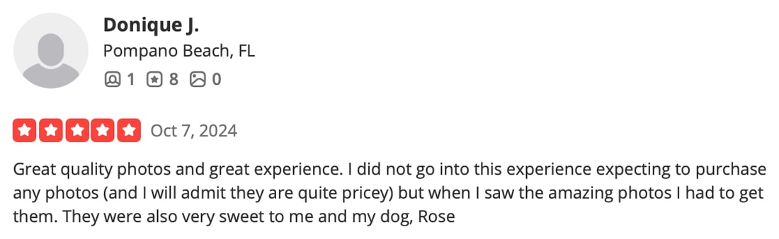 Screenshot of Donique J.'s review as posted, Oct 7, 2024